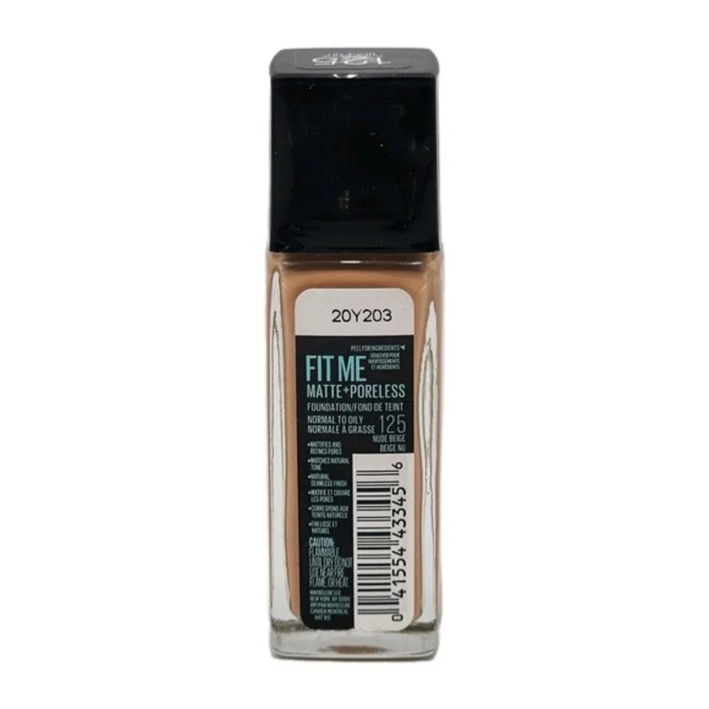 Maybelline Fit Me Matte & Poreless Foundation 125 Nude Beige 12 Hour New Sealed